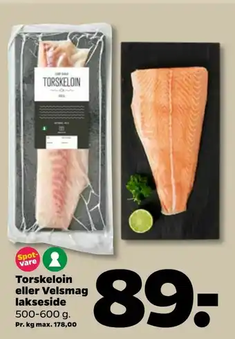 Netto Torskeloin eller Velsmag lakseside tilbud