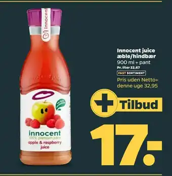 Netto Innocent juice æble/hindbær tilbud