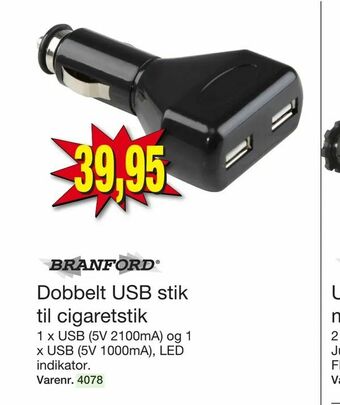Harald Nyborg Dobbelt USB stik til cigaretstik tilbud