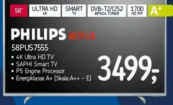 Føtex Philips 4K Ultra Hd Tv 58PUS7555 tilbud