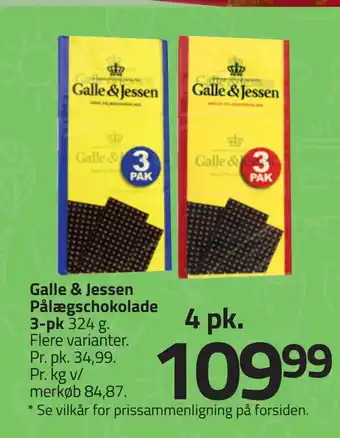 Fleggaard Galle & Jessen Pålægschokolade 3-pk tilbud