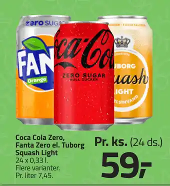 Fleggaard Coca Cola Zero, Fanta Zero el. Tuborg Squash Light tilbud