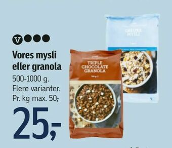 Føtex Vores mysli eller granola tilbud