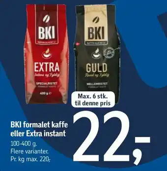 Føtex BKI formalet kaffe eller Extra instant tilbud