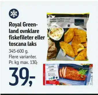 Føtex Royal Greenland ovnklare fiskefileter eller toscana laks tilbud