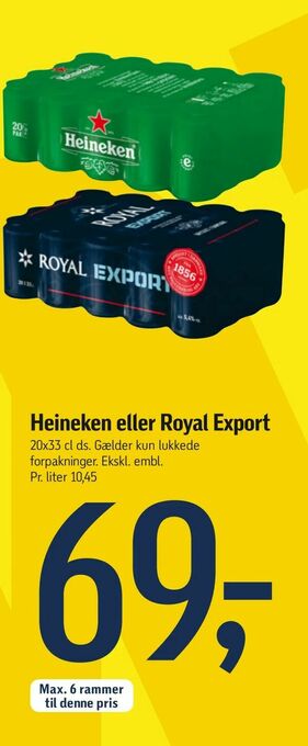 Føtex Heineken eller Royal Export tilbud