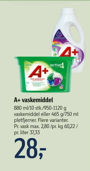 Føtex A+ vaskemiddel tilbud