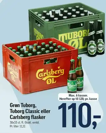 Føtex Grøn Tuborg, Tuborg Classic eller Carlsberg flasker tilbud