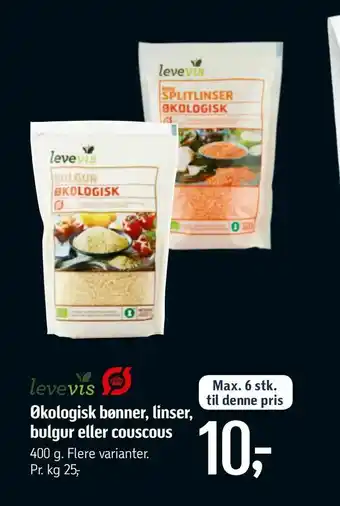 Føtex Økologisk bønner, linser, bulgur eller couscous tilbud
