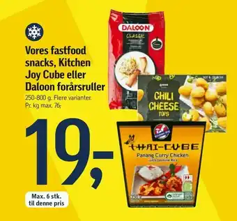 Føtex Vores fastfood snacks, Kitchen Joy Cube eller Daloon forårsruller tilbud