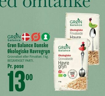 Min Købmand Grøn Balance Danske Økologiske Havregryn tilbud