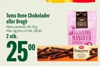 Min Købmand Toms Rene Chokolader eller Dragè tilbud