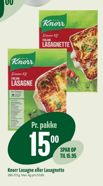 Min Købmand Knorr Lasagne eller Lasagnette tilbud