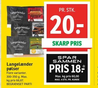 SPAR Langelænder pølser tilbud