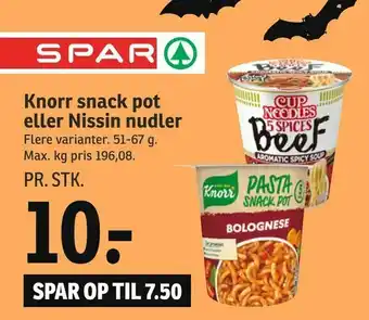 SPAR Knorr snack pot eller Nissin nudler tilbud