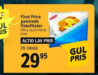 SPAR First Price panerede fiskefileter tilbud