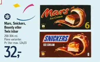 Føtex Mars, Snickers, Bounty eller Twix isbar tilbud