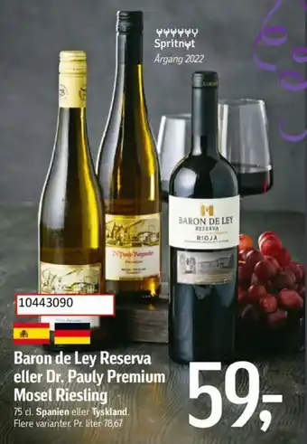 Føtex Baron de Ley Reserva eller Dr. Pauly Premium Mosel Riesling tilbud