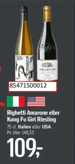 Føtex Righetti Amarone eller Kung Fu Girl Riesling tilbud