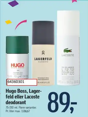 Føtex Hugo Boss, Lager- feld eller Lacoste deodorant tilbud