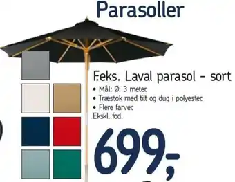 Føtex Parasoller F.eks. Laval Parasol Sort tilbud