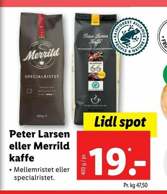 Let-Køb Peter Larsen eller Merrild kaffe tilbud