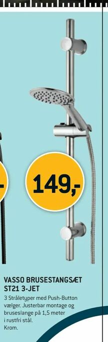 XL-BYG Vasso brusestangsæt st21 3-jet tilbud