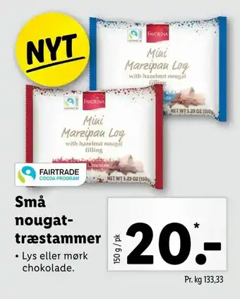 Små nougat- træstammer
