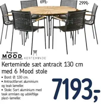 Føtex Mood Kerteminde Sæt Antracit 130 cm Med 6 Mood Stole tilbud