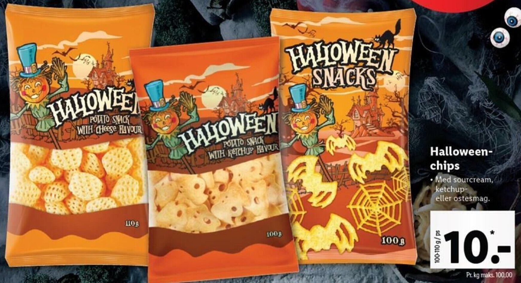 HalloweenChips 100110g tilbud hos Lidl