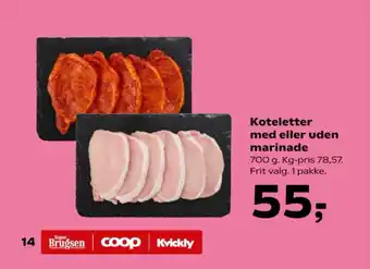 SuperBrugsen Koteletter med eller uden marinade tilbud