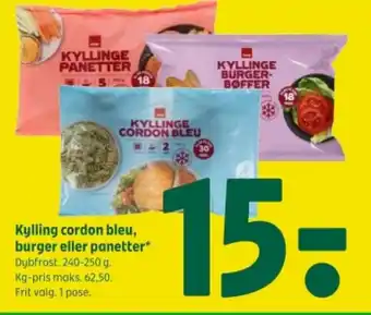 Coop 365 Kylling cordon bleu, burger eller panetter tilbud