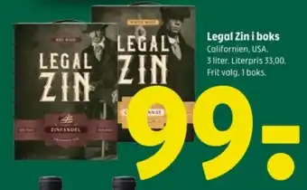 Coop 365 Legal Zin i boks tilbud