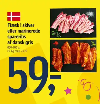 Føtex Flæsk i skiver eller marinerede spareribs af dansk gris tilbud