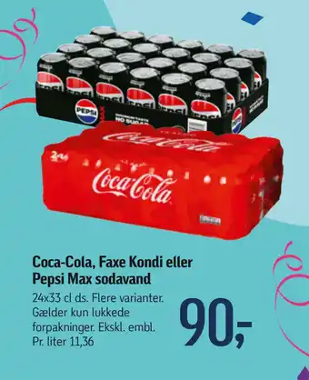 Føtex Coca-Cola, Faxe Kondi eller Pepsi Max sodavand tilbud