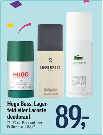 Føtex Hugo Boss, Lagerfeld eller Lacoste deodorant tilbud