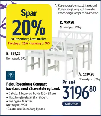 Føtex Rosenborg Compact havebænk tilbud