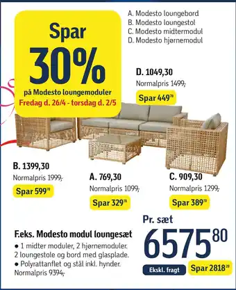 Føtex Modesto loungebord tilbud