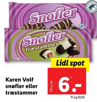 Lidl Karen Volf snøfler eller træstammer tilbud