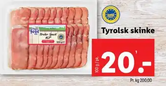 Lidl Tyrolsk skinke tilbud