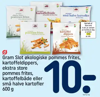 REMA 1000 Gram Slot økologiske pommes frites, kartoffeldippers, ekstra store pommes frites tilbud