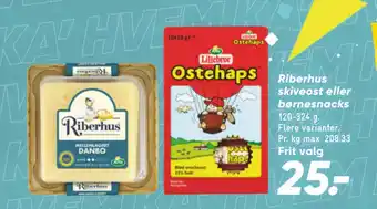 Bilka Riberhus skiveost eller børnesnacks tilbud