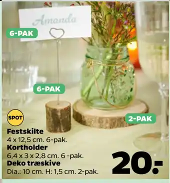 Netto Festskilte, Kortholder, Deko træskive tilbud