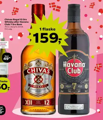 Kvickly Chivas Regal 12 års Whisky eller Havana Club 7 års Rom tilbud