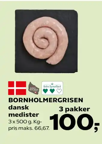 Kvickly BORNHOLMERGRISEN dansk medister tilbud