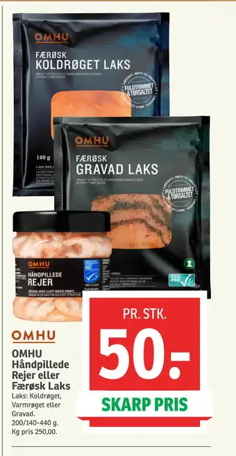 SPAR OMHU Håndpillede Rejer eller Færøsk Laks tilbud