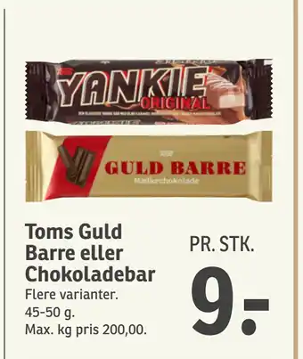 SPAR Toms Guld Barre eller Chokoladebar tilbud