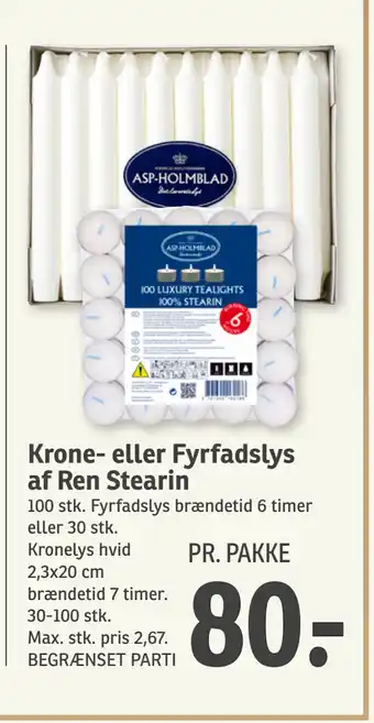 SPAR Krone- eller Fyrfadslys af Ren Stearin tilbud