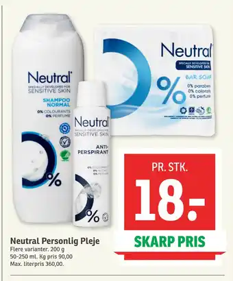 SPAR Neutral Personlig Pleje tilbud