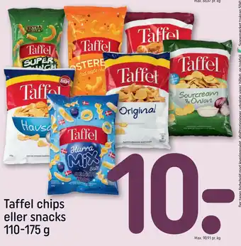 Rema 1000 Taffel chips eller snacks 110-175 g tilbud